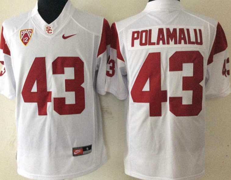 USC Trojans #43 Troy Polamalu White College Football Jersey